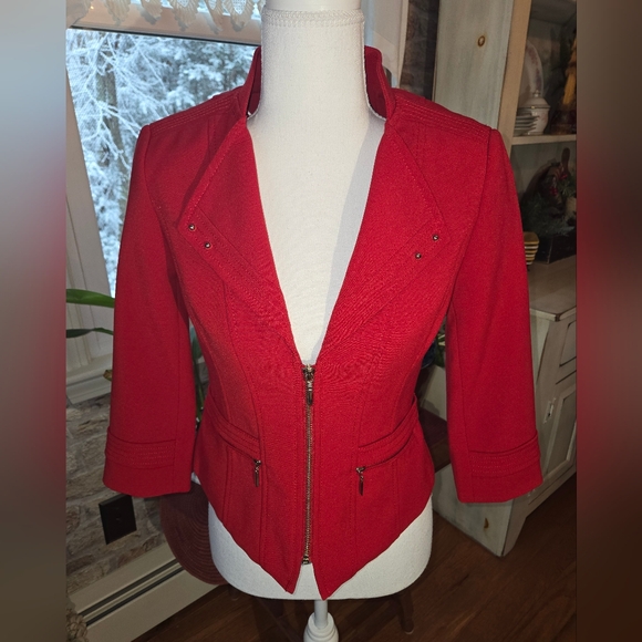 White House Black Market Vibrant Red Blazer Size 00 - Picture 2 of 10